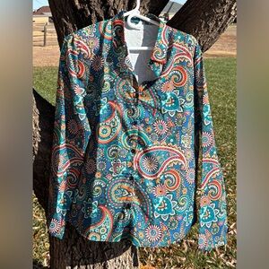 123. Amazon Women’s Bohemian LS Shirt Gauze Button-down Tunic, Size XXL